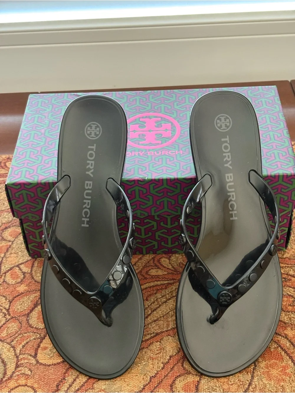Tory Burch Studded Jelly Flip Flop Size 7  Like New